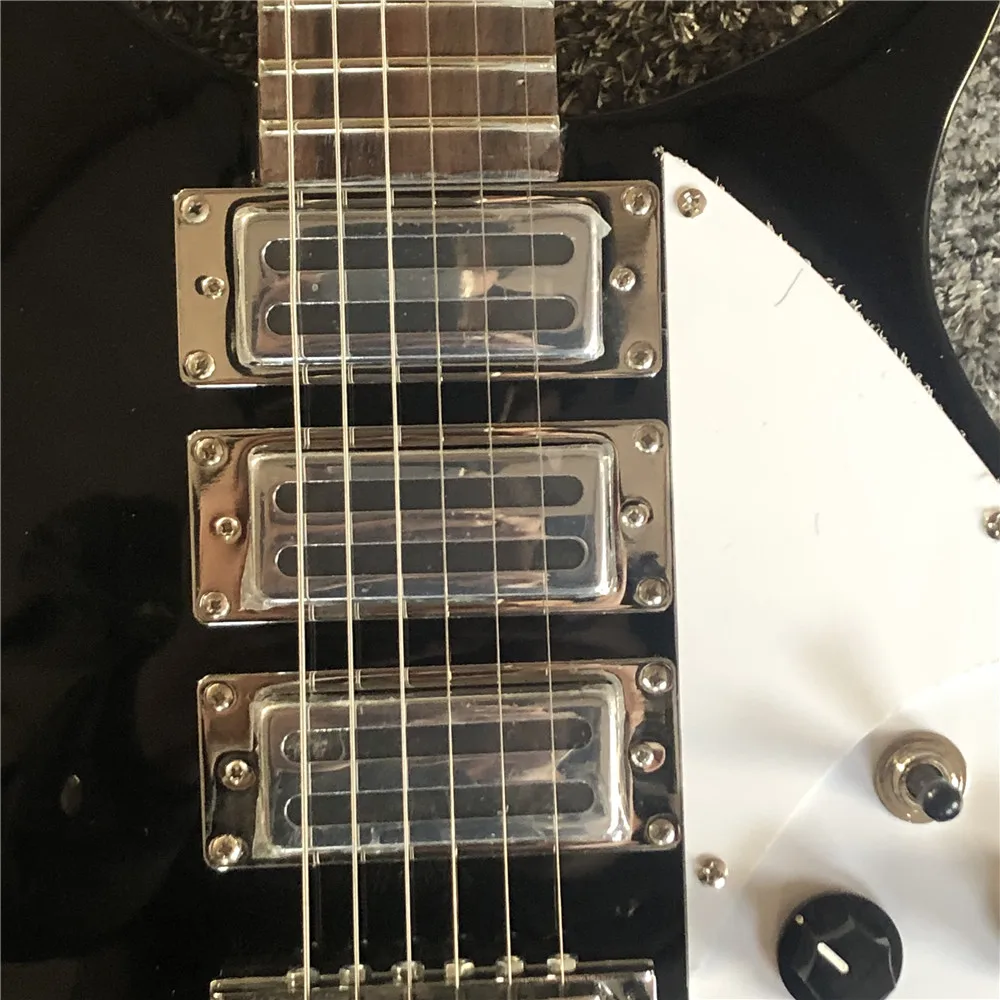 Kaiyun фабрика на заказ rickenback.6 струны классический черный Электрический гитар. 3 звукоснимателя. Серебряный Жесткий. Гриф из розового дерева
