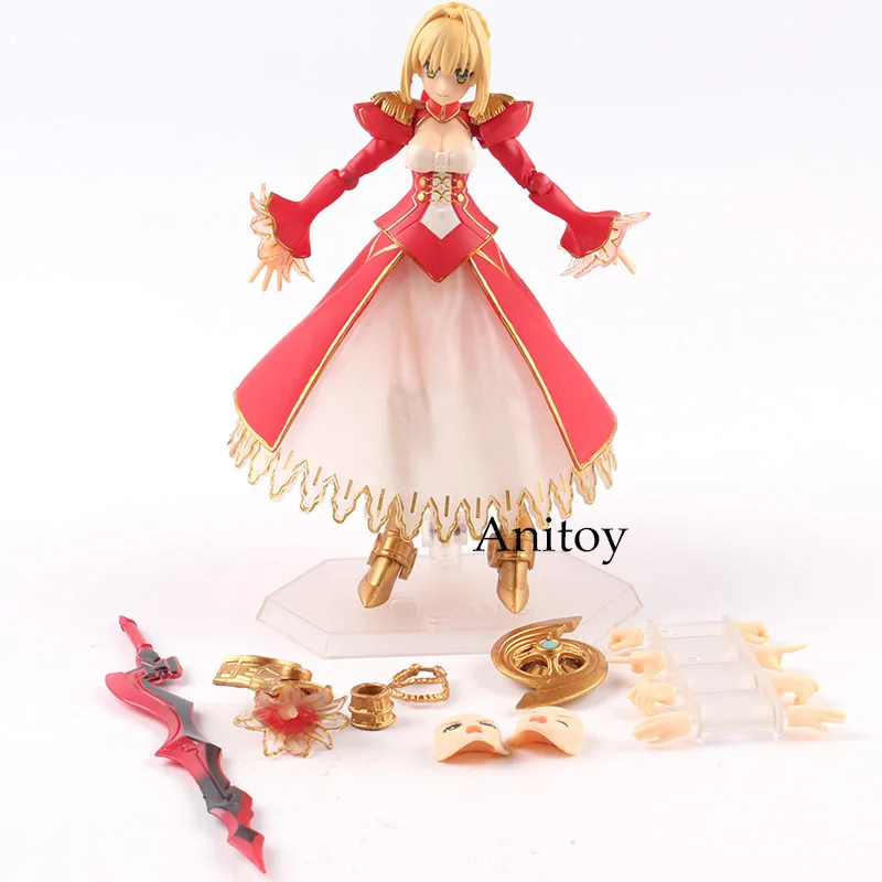 in bag Fate/EXTELLA Nero Claudius Red Saber Doll Figma 370 PVC Action Figure Fate Extella Collectible Model Toy - Цвет: in bag