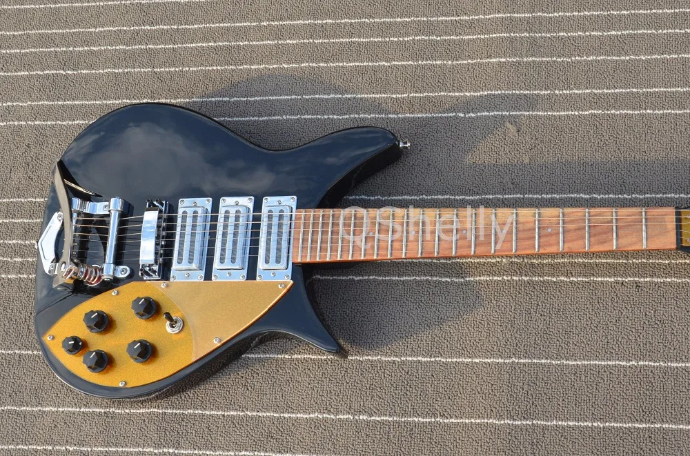 Высшее качество QShelly пользовательский черный RK 325 330 Модель 3 пикапы Gold Pickguard Rick 21