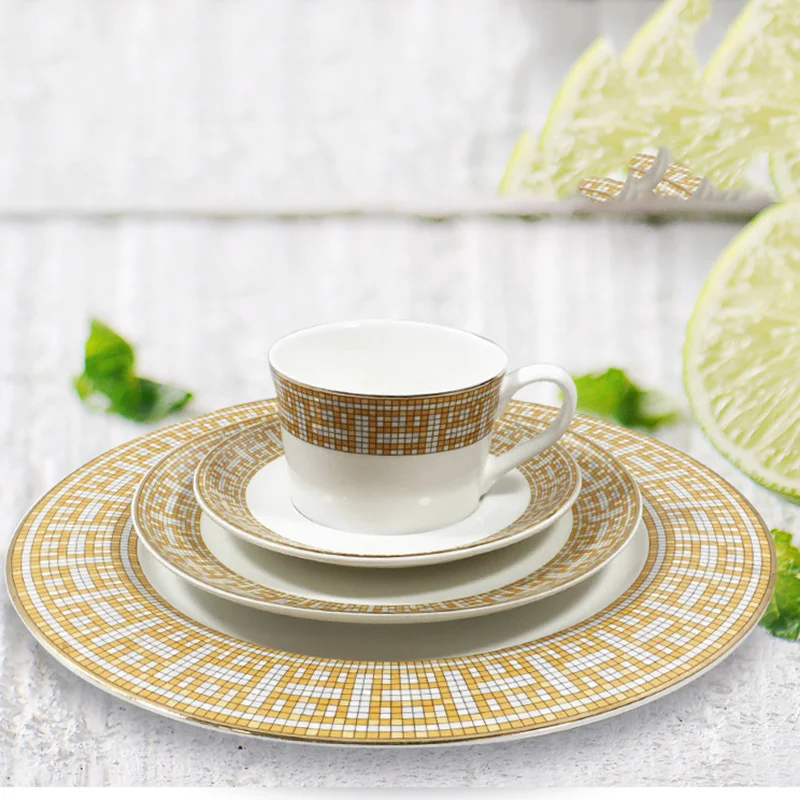 Золотой Demitasse Coaster керамическая кофейная чашка и блюдце набор фарфоровая кружка из костяного фарфора "H" Mark мозаичный узор Позолоченные Кофейные Наборы