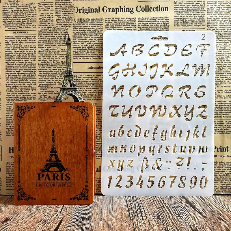 Цифры английские буквы трафареты для DIY скрапбукинга пластик ручной работы торт шаблон Ремесла Дневник Декор живопись Рисование спрей - Цвет: 1