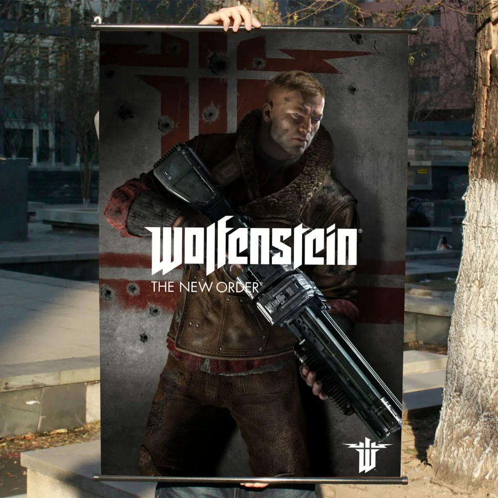 HD игровой плакат Wolfenstein настенный стикер баннеры подвесная водонепроницаемая
