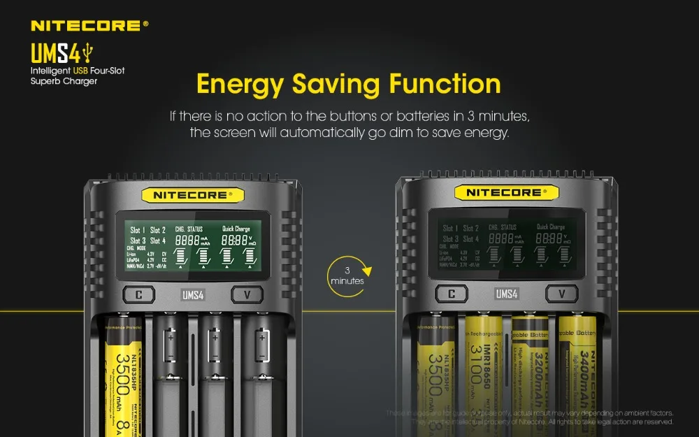 NITECORE UMS2 UMS4 интеллектуальное зарядное устройство USB выход 3A для LiFePO4 литий-ионный