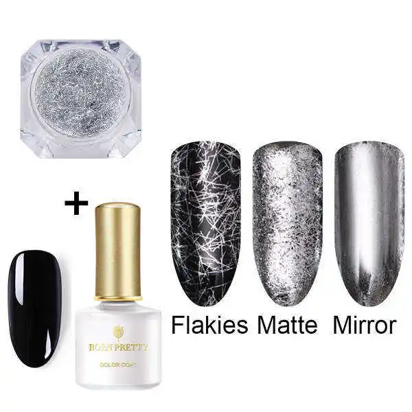 Silver and Black Gel BORN PRETTY UV Гель-лак для ногтей полоса металлическая проволока линия набор золотой серебряный ноготь художественный лак зеркальный УФ-гель 3D дизайн ногтей украшения - Цвет: Silver and Black Gel
