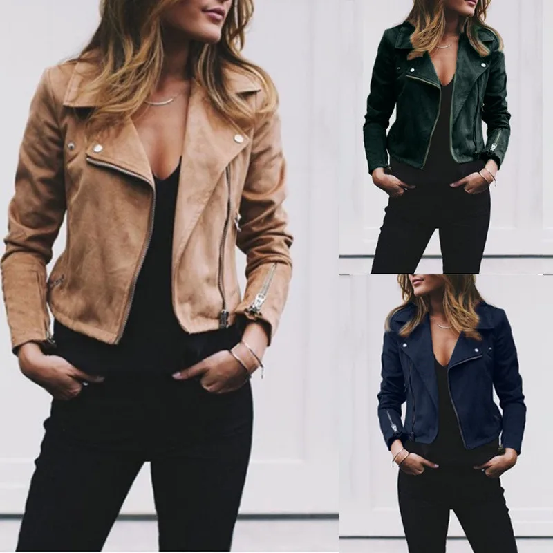 

Women Jackets Spring Autumn Diagonal Zipper Coat Short Coats And Jackets Plus Size Women Casual Jacket Womens Oversized 5XL Coat