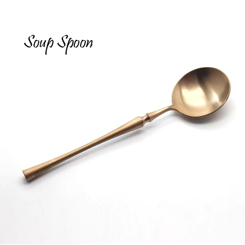 Soup Spoon Роскошный Розовый Золотой набор столовых приборов 304 нержавеющая сталь цветной столовый нож и столовая вилка Столовые приборы кухонные принадлежности - Цвет: Soup Spoon