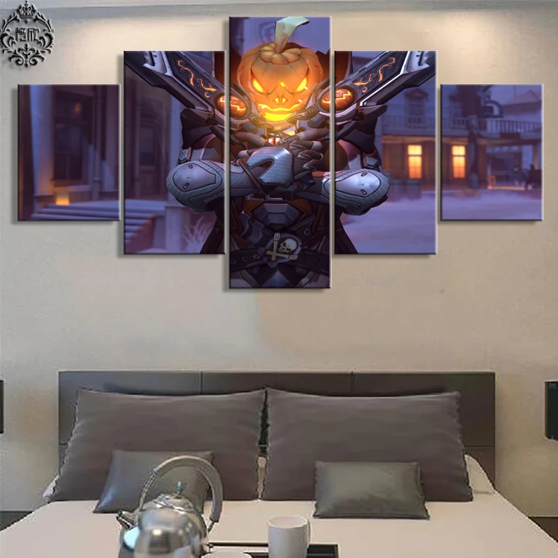 Современный игровой постер с принтом 5 панелей Настенная картина Overwatch Reape