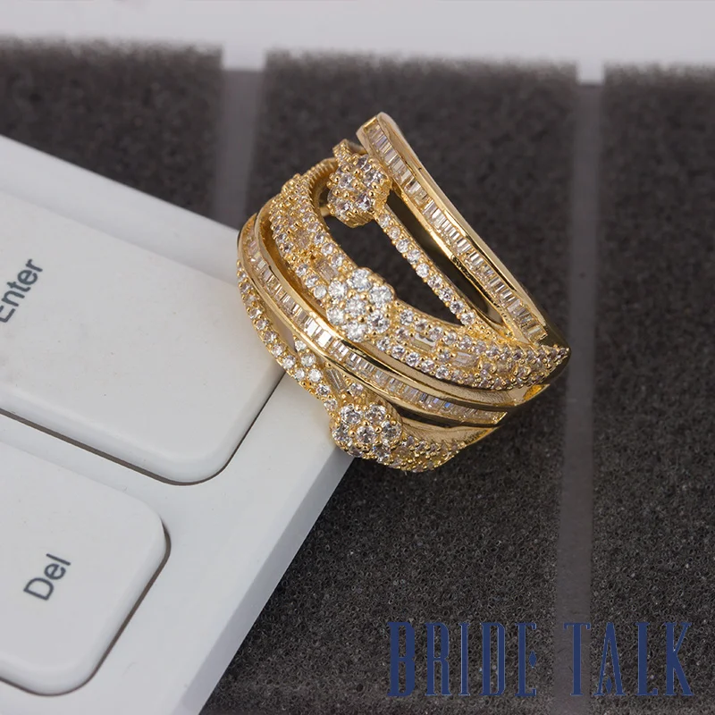 Bridetalk роскошные кольца с фианитами для женщин, подходят для свадебных, вечерние, свадебных, обручальных