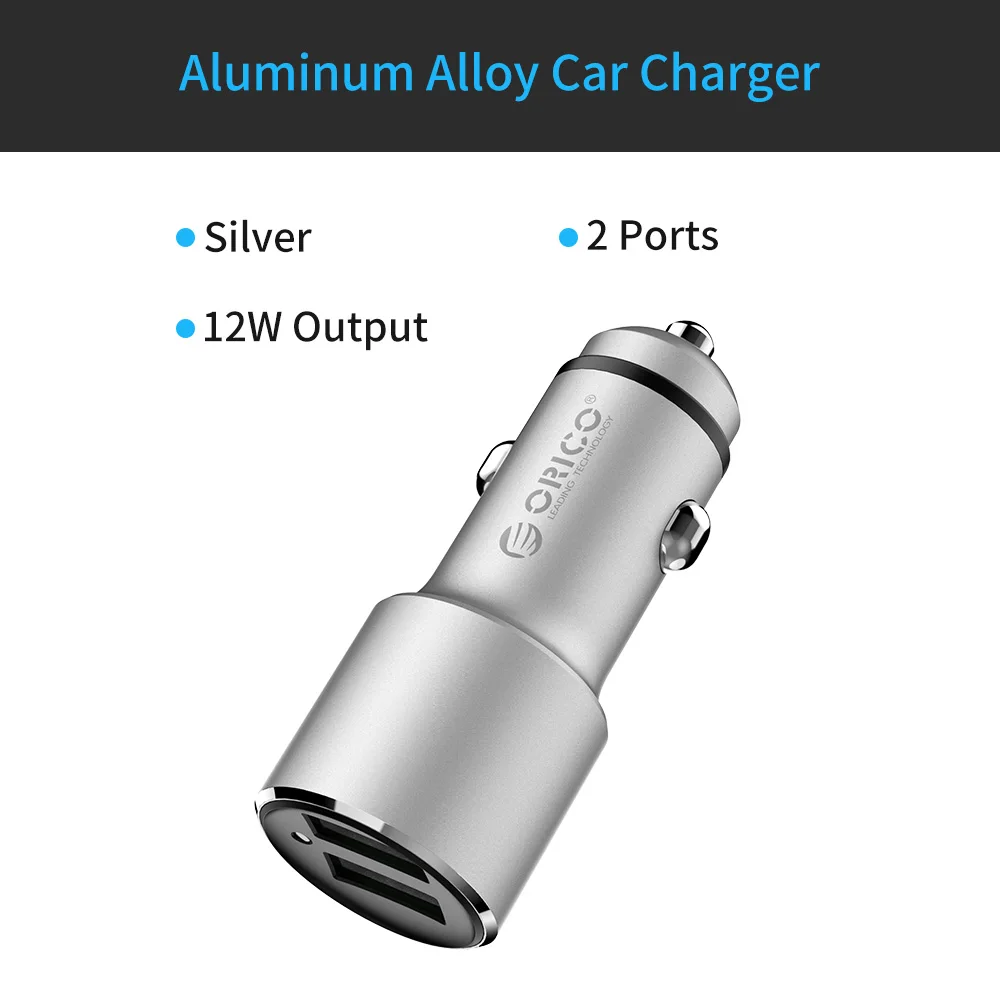 ORICO USB Автомобильное зарядное устройство для мобильного телефона 5V2. 1A 5V1A умный автомобильный адаптер для зарядного устройства для samsung Xiaomi huawei Phone Tablet - Тип штекера: UPJ 12W Silver