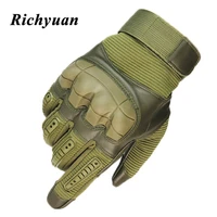 touch screen tactical rubber hard knuckle full finger gloves military army paintball airsoft bicycle combat pu leather glove men