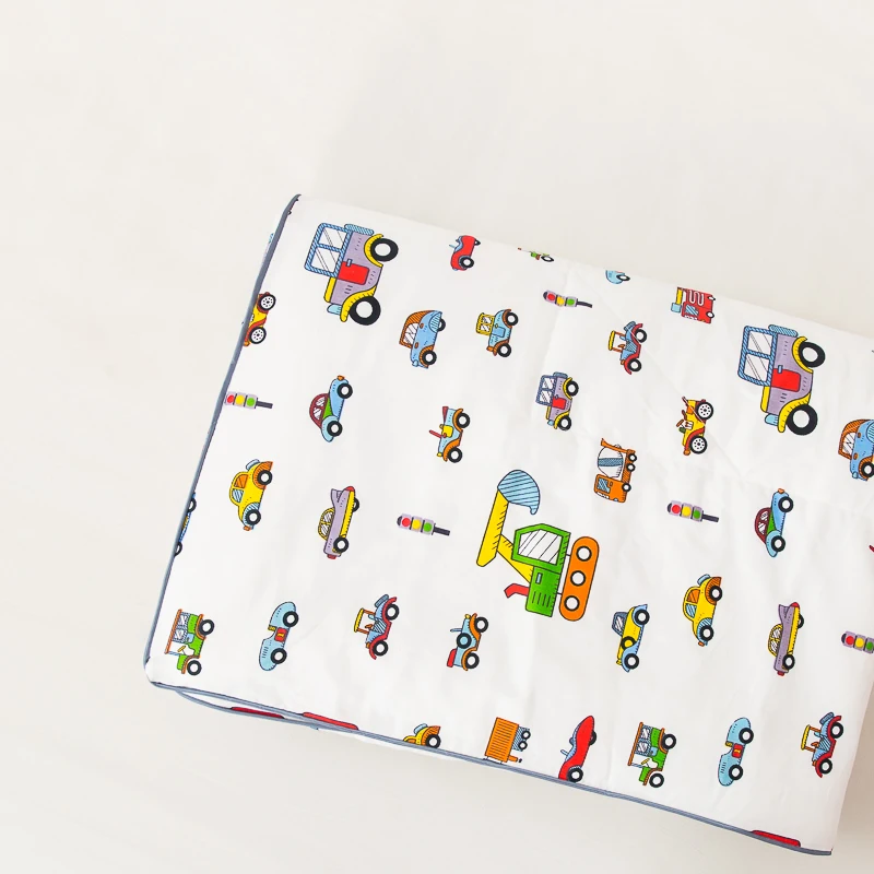 Летнее воздухопроницаемое одеяло с мультяшным принтом автомобиля хлопковый