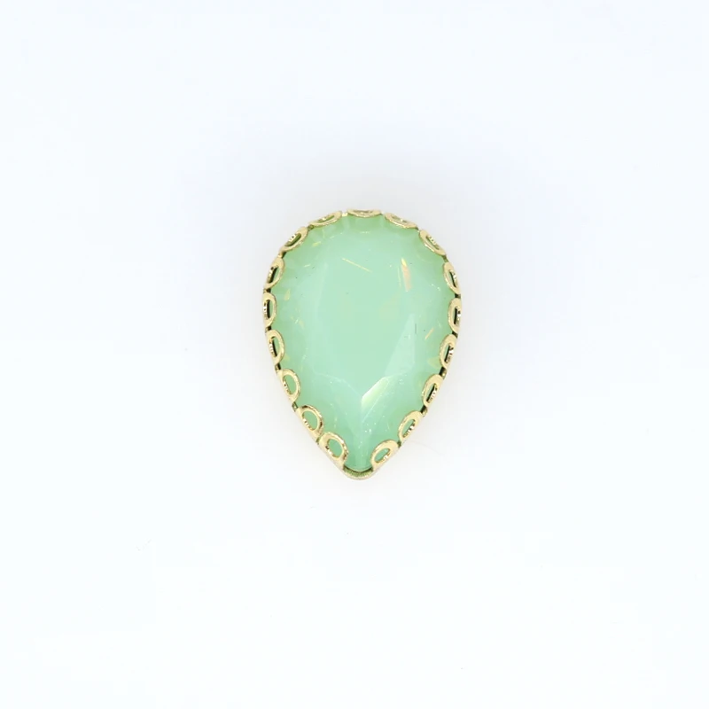 green opal Новинка, все размеры, КАПЛЕВИДНАЯ капля, пришивные стразы из хрустального стекла, драгоценные камни, Золотая основа, кружевная коготь, аксессуары для одежды Diy - Цвет: green opal