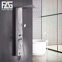 flg bathroom shower panel wall mounted massage system faucet column multifunction with jets hand shower 304 stainless steel