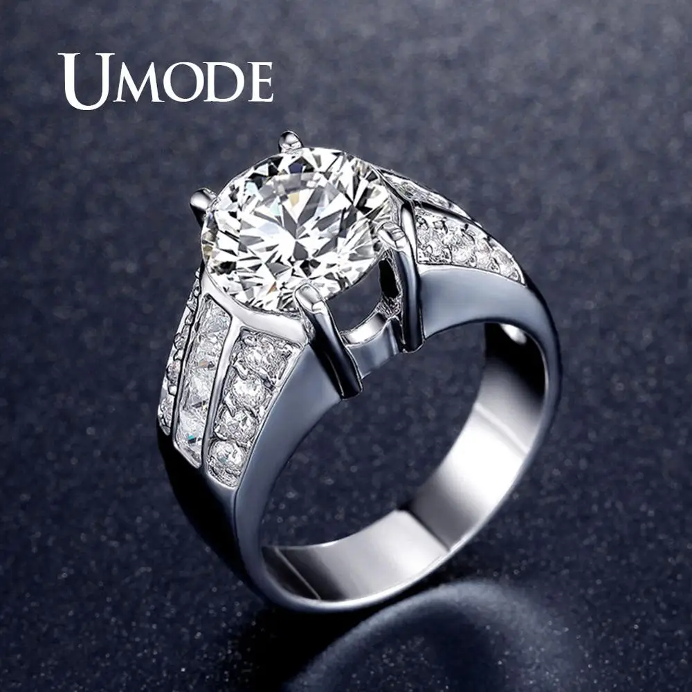 UMODE Большой Кубический Цирконий обручальные кольца для женщин модные кольца обещания массивные обручальные Роскошные Винтажные Ювелирные изделия UR0331