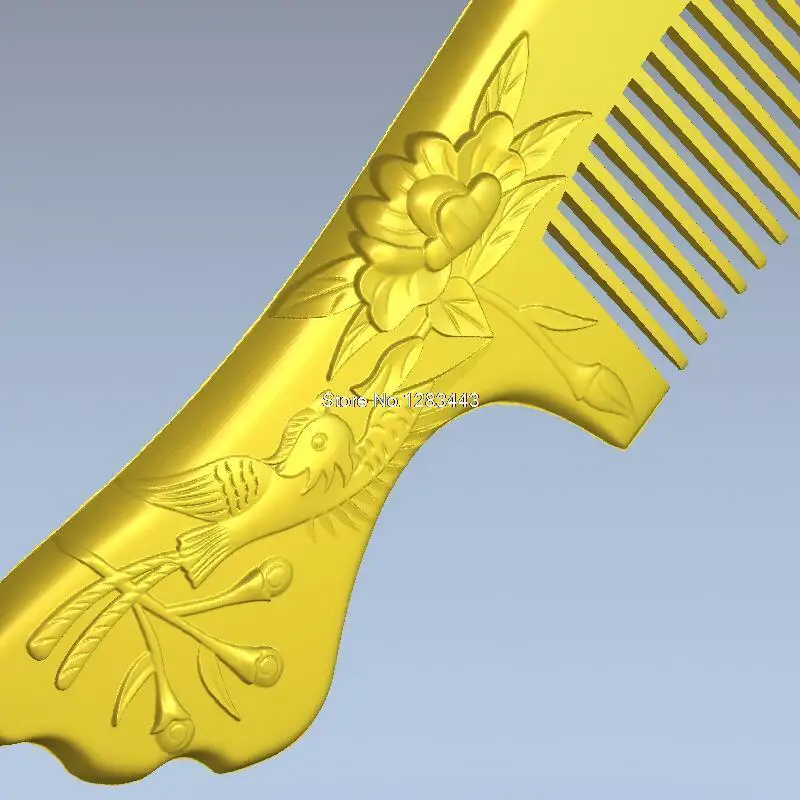 Расческа с птицами и цветами 3d модель рельеф для ЧПУ в формате STL | Инструменты