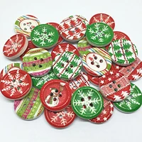100pcs christmas patterns mixed wood xmas buttons 18mm 4 holes sewing round button snowflake embellishments crafts