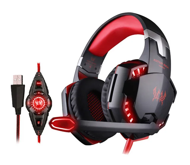 Каждая вибрационная игровая гарнитура USB объемный звук PC гарнитура Gamer 7,1 Игровые наушники для компьютера с микрофоном светодиодный светильник - Цвет: Red