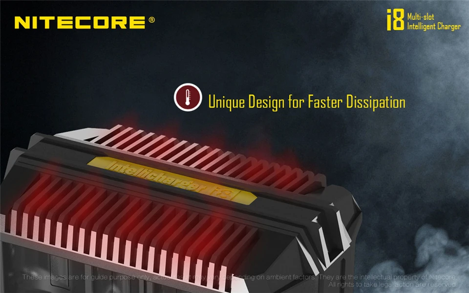 Nitecore i8 интеллектуальное зарядное устройство 8 слотов 4A выход Смарт зарядное устройство для IMR18650 16340 10440 AA AAA 14500 26650 и USB H15