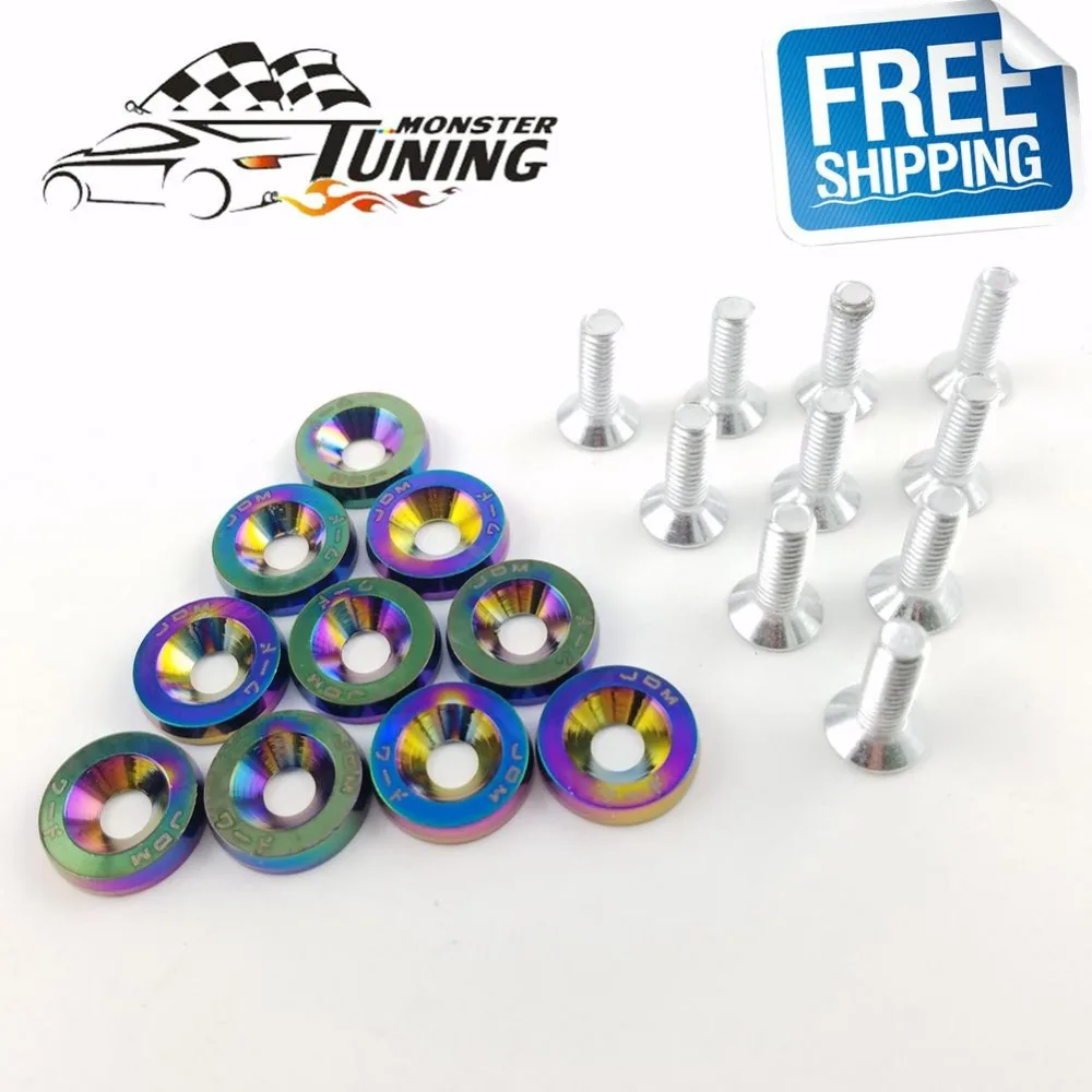 

Free Shipping Neo Chrome 10PCS/LOT JDM Style Fender Washers Bumper Washer Lisence Plate Bolts Kits for Honda Civic Integra