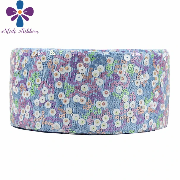 3"75mm Shiny Cutting Sequin Ribbon Colorful Aqua Pink Purple DIY Wedding Party Decor Hair Bowknows Making 25yards/roll