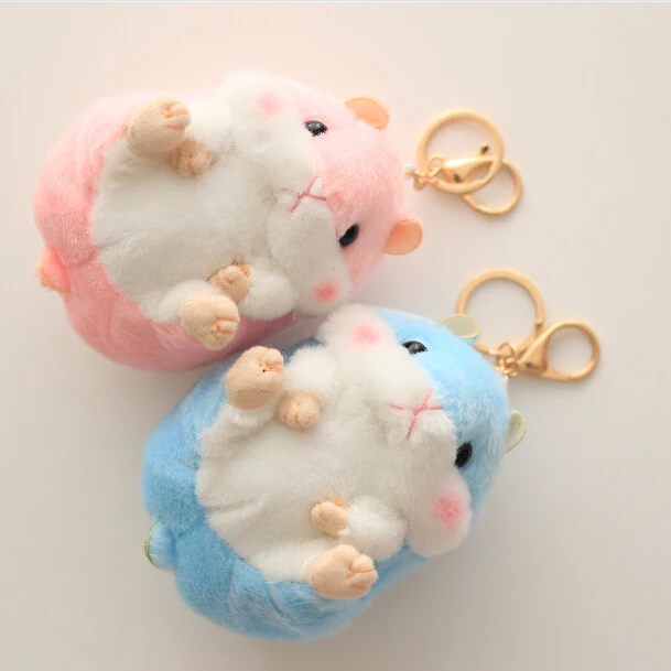 Aeruiy soft plush cartoon animal Pink/Blue small Hamster toy doll key chain stuffed mouse creative lover &amp birthday gift | Игрушки и