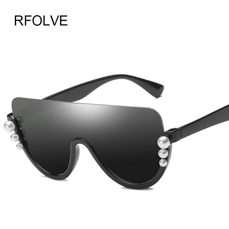 RFOLVE Модные женские крупные Солнцезащитные очки Марка жемчужный полукадр