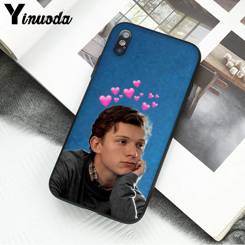 Yinuoda Marvel Hero Человек-паук том Холланд черный чехол для телефона для iPhone 6S 6plus 7plus 8 8Plus X Xs MAX 5 5S XR