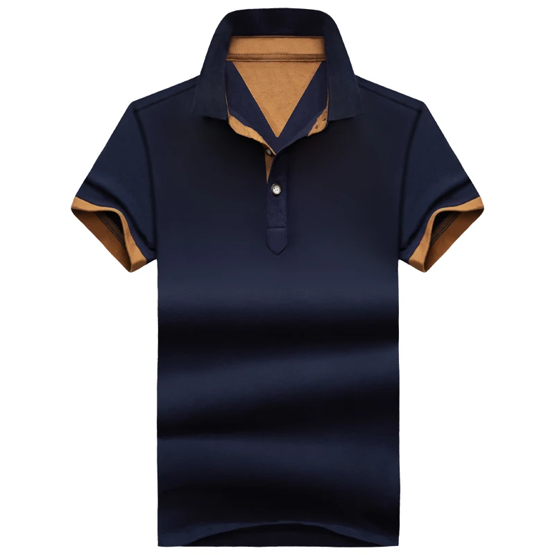 Мужская рубашка поло с коротким рукавом Однотонная отложным воротником размеры
