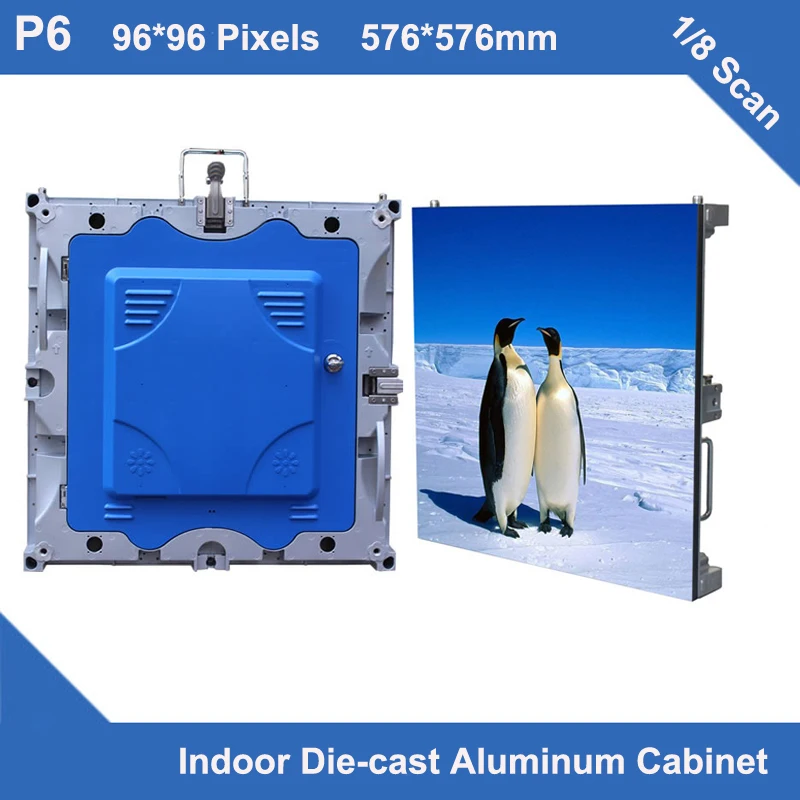 

TEEHO P6 indoor full color led display module diecasting 576mm*576mm slim rental 1/8 scan led video display videotron sign board