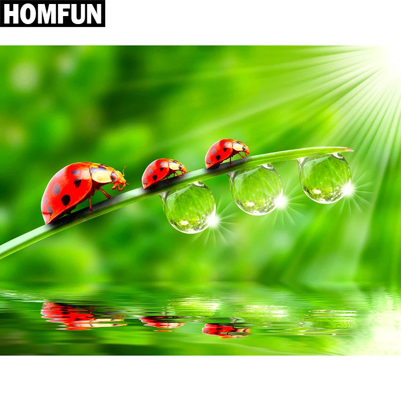 

HOMFUN Full Square/Round Drill 5D DIY Diamond Painting "Aniaml Ladybugs" 3D Embroidery Cross Stitch 5D Rhinestone Home Decor