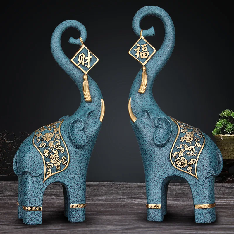 Пара смоляных ремесел FuXiang креативное украшение для дома скульптура слона новый