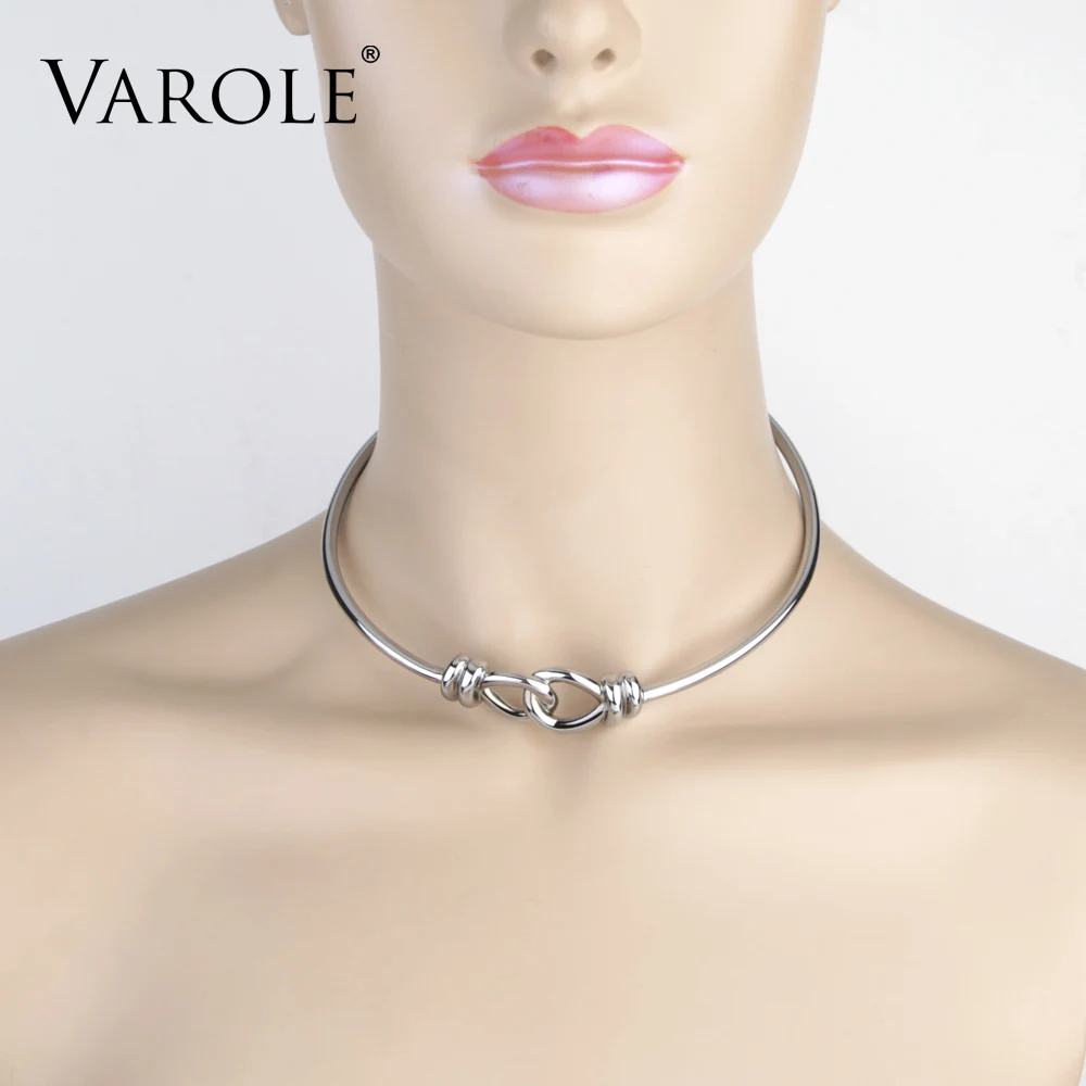 VAROLE двусторонний Завязывающиеся Чокеры золотой цвет нержавеющая сталь ожерелья персонализированные для женщин воротник мода ювелирные изделия колье
