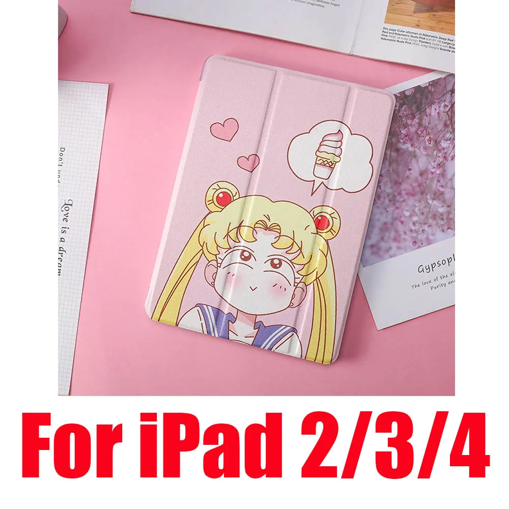 Ice Cream 2 3 4 Милые Чехлы Сейлор Мун для iPad 2/3/4 Mini 1 2 3 4 5 Air 1 2 10,5 Pro 9,7 10,5 мягкий кожаный чехол для планшета - Цвет: Ice Cream 2 3 4