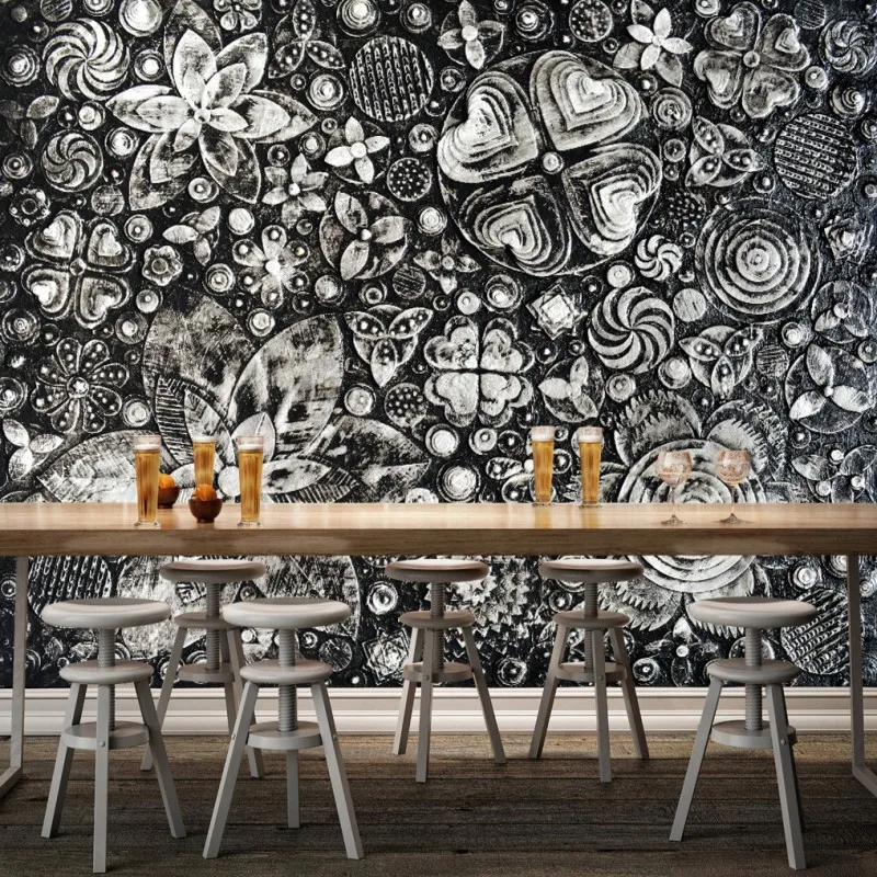 Фотообои 3D стерео черно белая живопись абстрактное искусство цветок фон