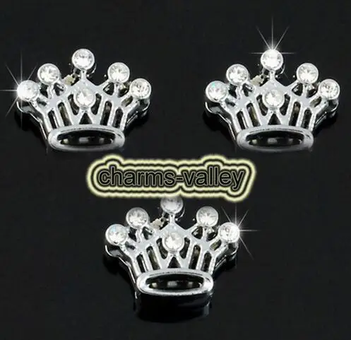 Цена оптовой продажи 50 шт. 100 10 мм Crown Слайд Подвески Fit DIY Цепочки и ожерелья