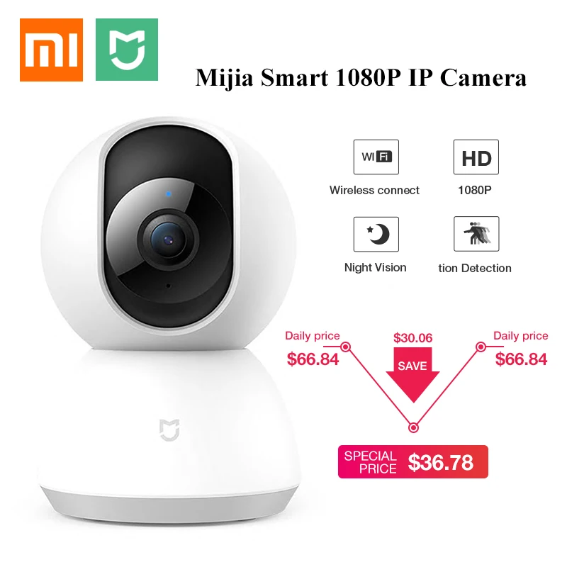 Обновленная версия Xiaomi Mijia 1080P HD Смарт ip-камера WiFi панорамирование ночного видения 360 угол видео веб-камера мониторинг для детской безопасности