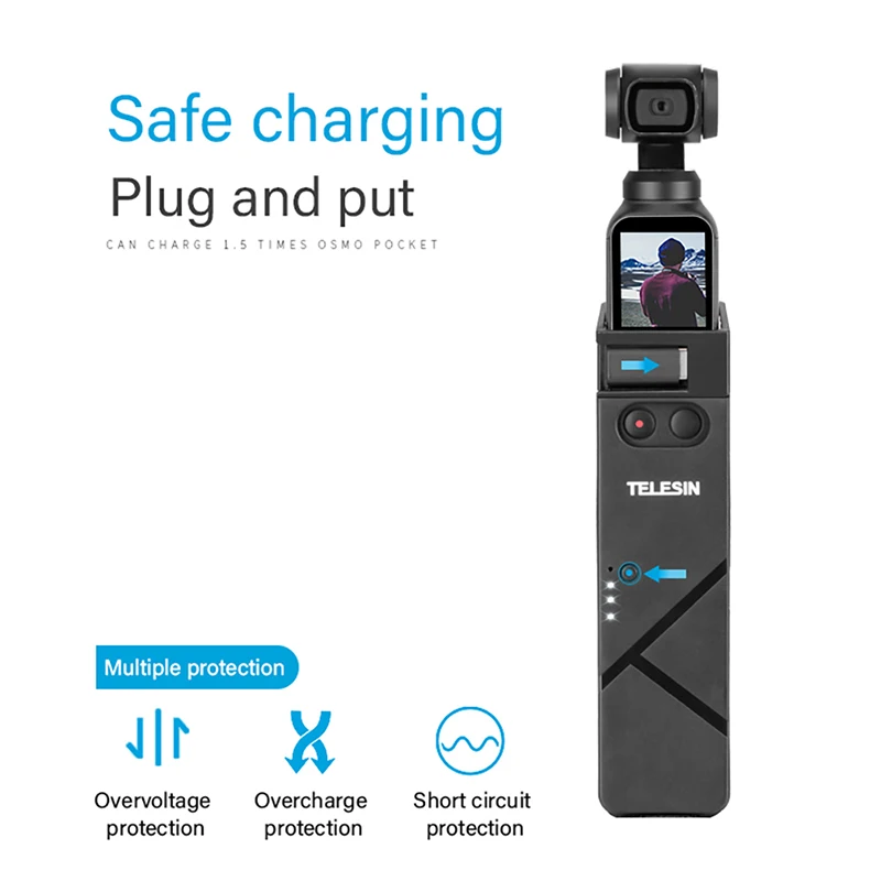 TELESIN ручка зарядное устройство power Bank палка для Dji Osmo карман с портом type-c 1/4 винт портативный источник питания базовое крепление