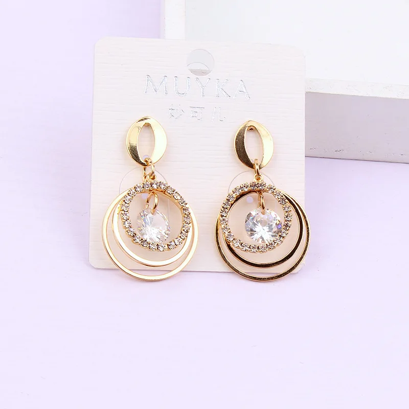 Zircon Fashion Jewelry Women Statement Round Earrings Big Stud Geometric Earing 2019 New S925 Silver Needle | Украшения и