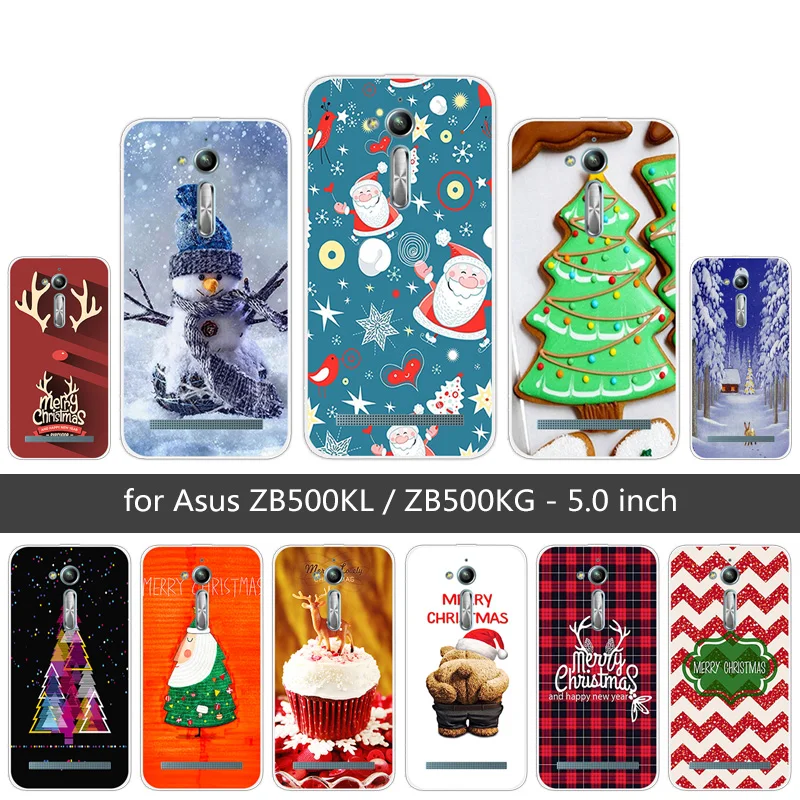 Для Asus Zenfone Go ZB500KL ZB500KG TPU для Silicon Merry Christmas задняя крышка 5 0 "Сумка ZB500kl |