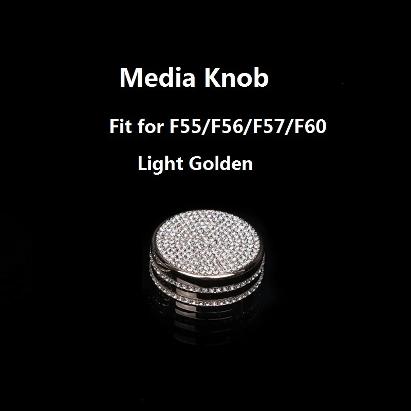Golden for Knob Автомобильный медиа ручку крышки Панель отделка кристальная наклейка электрическая ручной тормоз наклейки для Mini Cooper F54 F55 F56 F60 интерьер стиль - Название цвета: Golden for Knob