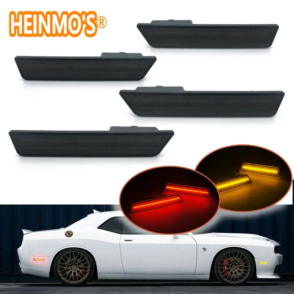 Передний+ задний для Dodge Challenger 2008- Светодиодный Боковой указатель поворота автомобильный стоп-индикатор габаритная лампа - Испускаемый цвет: Black Lens
