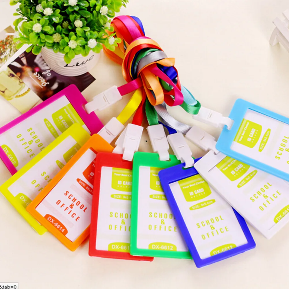 ПВХ ID Держатели Дело PU Бизнес знак держателя карты с Цепочки и ожерелья шнурки