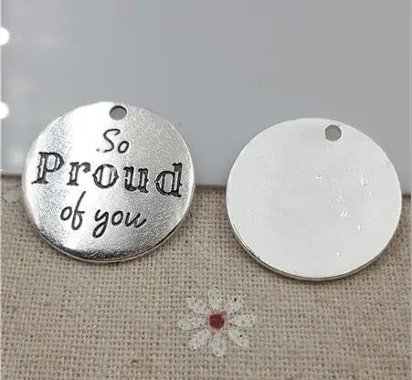 Подвеска с надписью So Proud Of You 20 шт./лот диаметр 25 мм|charm pendant|charm letterpendant charms |