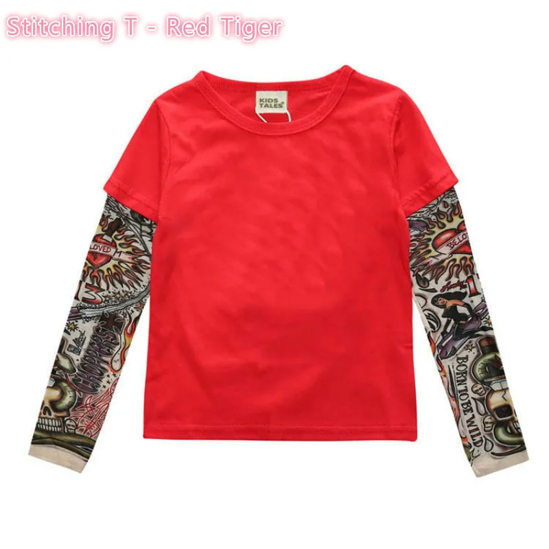 Stitching tiger Крутые футболки для маленьких мальчиков и девочек Детские сетчатые хлопковые топы с длинными рукавами, футболки г. Для детей и малышей, рубашки, одежда - Цвет: Stitching tiger