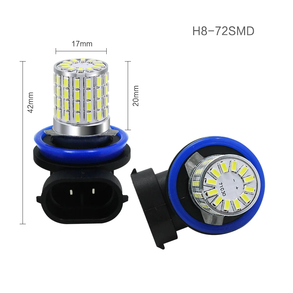 2 шт. H11 9005 9006 HB3 HB4 H16 5202 светодиодные лампы чрезвычайно яркие 72SMD 3014 LED для