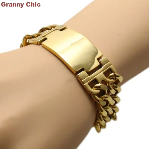 Granny Chic горячая распродажа мужской модный серебряный/золотой Стальной широкий