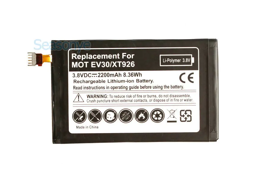 Seasonye 2200mAh MOT EV30 сменный литий полимерный аккумулятор для Motorola Verizon Droid RAZR HD XT926 XT925