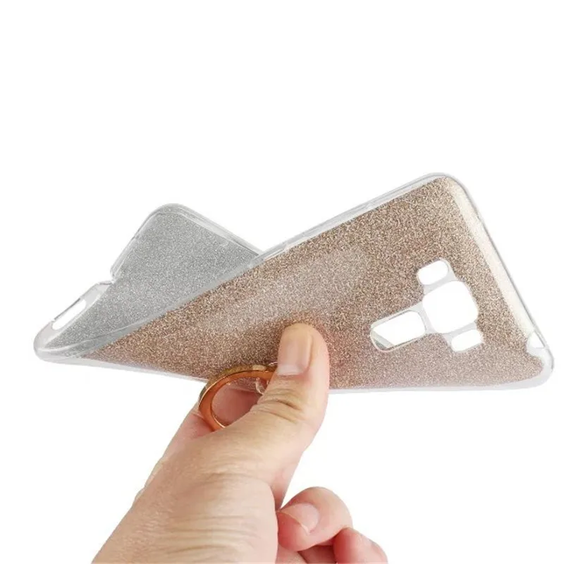 Блестящий Мягкий чехол для телефона из ТПУ с кольцом на палец Asus ZenFone 3 Laser ZC551KL