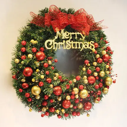 40 см рождественские венки зеленые с красными золотыми фруктами украшения