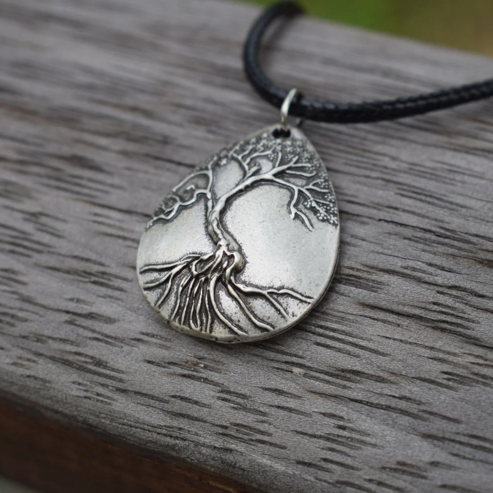 Ожерелье с подвеской Дерево жизни покрытое бронзовыми капельками воды семейная